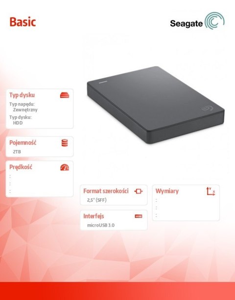 Seagate Dysk Basic 2TB 2,5 STJL2000400 szary