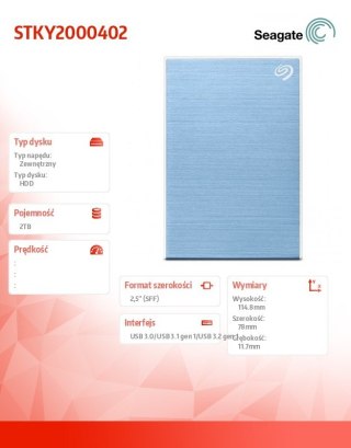 Seagate Dysk One Touch 2TB 2,5 STKY2000402 niebieski