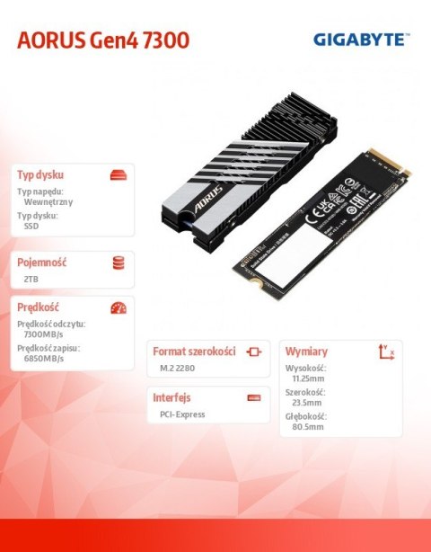 Gigabyte Dysk SSD AORUS NVMe Gen4 2TB M.2 2280 9JS18N200-00-G10