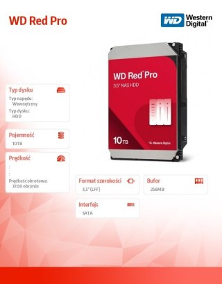 Western Digital Dysk HDD Red Pro 10TB 3.5 cala 512MB SATA 7200rp WD103KFBX