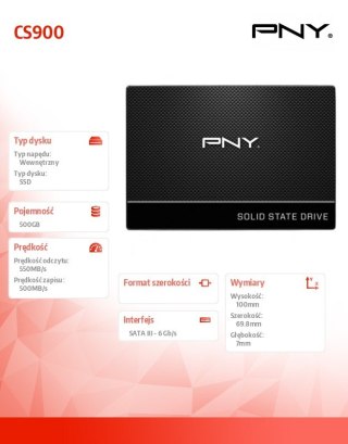 PNY Dysk SSD 500GB 2,5 S3 BULK SSD7CS900-500-SI