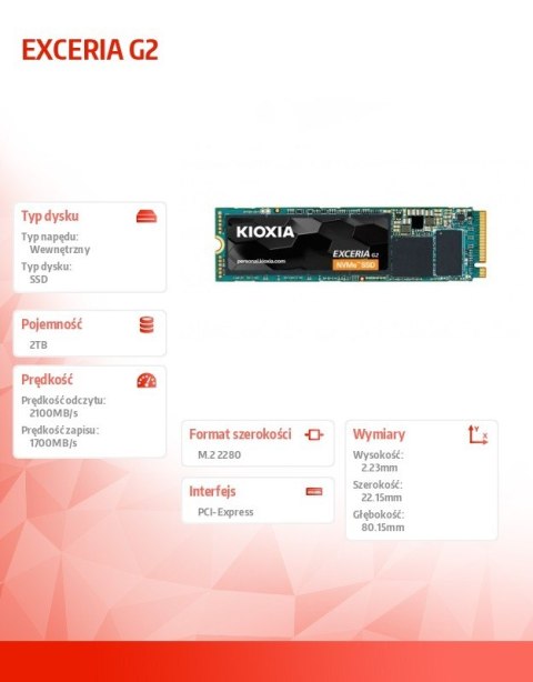 Kioxia Dysk SSD Exceria G2 2TB NVMe