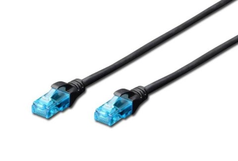 Digitus Patch cord RJ45-RJ45, kat.5e, U/UTP, AWG 26/7, PVC, 0.25m, czarny