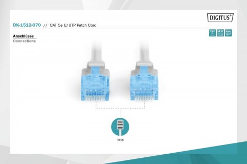 Digitus Patch cord U/UTP kat.5e PVC 7m Szary
