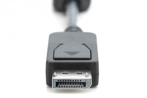 Digitus Kabel adapter Displayport z zatrzaskiem 1080p 60Hz FHD Typ DP/HDMI A M/Ż czarny 0,15m