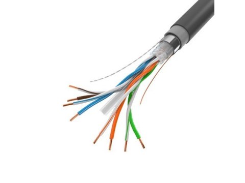 Lanberg Kabel LAN FTP KAT-6 305M drut outdoor żelowany cu fluke, czarny