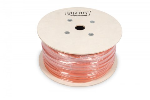 Digitus Kabel teleinformatyczny instalacyjny kat.7, S/FTP, Dca, drut, AWG 23/1, LSOH, 500m, szpula, pomarańczowy