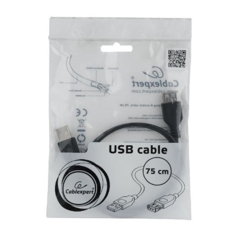 Gembird Przedłużacz kabla USB 2.0 AM-AFI 0.75m czarny