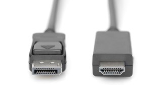 Digitus Kabel adapter DisplayPort 1.2 z zatrzaskiem 4K 60Hz UHD Typ DP/HDMI A M/M czarny 2m