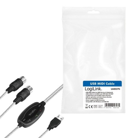 LogiLink Adapter USB do Midi In-Out