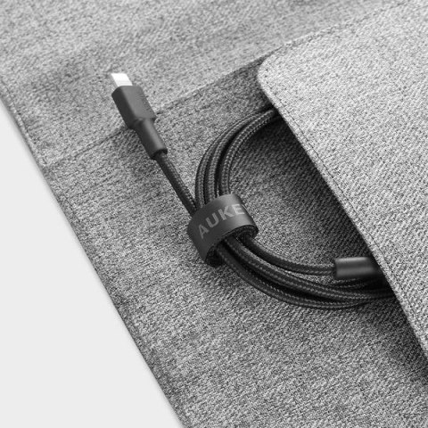 AUKEY CB-CL02 kabel Lightning - USB-C 1,2m MFi Apple USB-PD nylonowy oplot czarny