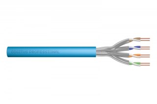 Digitus Kabel teleinformatyczny instalacyjny kat.6A, S/FTP, Eca, drut, AWG 23/1, LSOH, 100m ofoliowany, niebieski