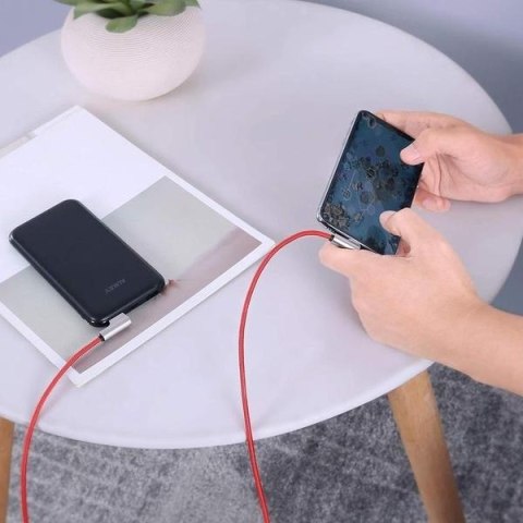 AUKEY CB-AL01 OEM kabel 90° Lightning - USB-A 2m MFi Apple kątowy wtyki 90 stopni nylonowy oplot czerwony