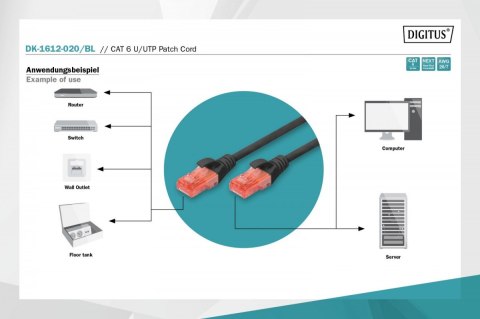 Digitus Patch cord U/UTP kat.6 PVC 2m czarny