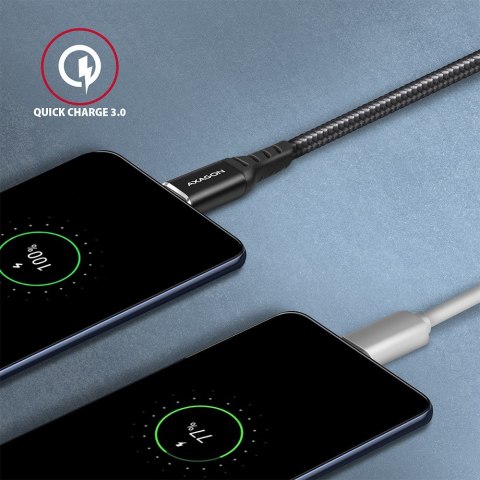 AXAGON BUCM-AM15AB Kabel USB-C - USB-A, 1.5m, USB 2.0, 3A, ALU, oplot, Czarny