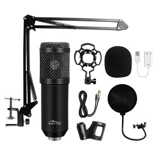 Media-Tech Mikrofon pojemnościowy, studyjny z zestawem akcesoriów STUDIO AND STREAMING MICROPHONE MT397K (Czarny)