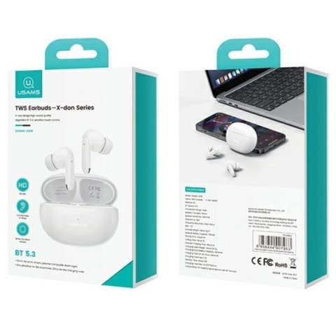 USAMS Słuchawki Bluetooth TWS 5.3 X-Don Series Dual microfon ENC czarne