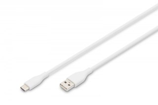 Digitus Kabel połączeniowy silikonowy USB-A - USB-C, USB 2.0 60W, 1m Biały