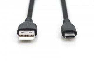 Digitus Kabel połączeniowy silikonowy USB-A - USB-C, USB 2.0 60W, 1m Czarny