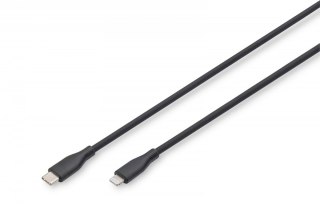 Digitus Kabel połączeniowy silikonowy USB-C - Lightning, USB 2.0 60W, certyfikat MFI, 1m Czarny