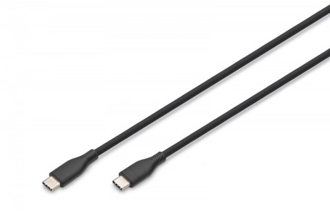Digitus Kabel połączeniowy silikonowy USB-C - USB-C, USB 2.0 60W, 0,5m Czarny