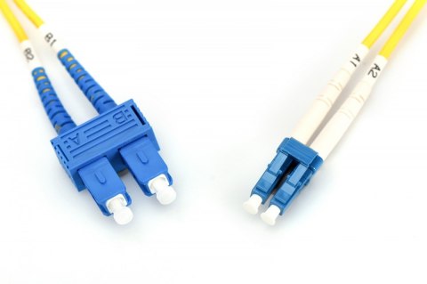 Digitus Patch cord światłowodowy FO LC-SC SM 9/125 OS2 duplex LSOH 10m Żółty