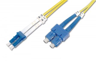 Digitus Patch cord światłowodowy FO LC-SC SM 9/125 OS2 duplex LSOH 3m Żółty