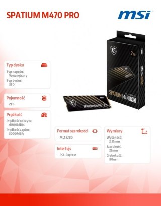 MSI Dysk SPATIUM M470 PRO 2TB M.2 PCIe4 6000/5000MB/s