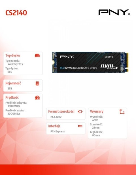 PNY Dysk SSD 2TB M.2 2280 BULK M280CS2140-2TB-SI