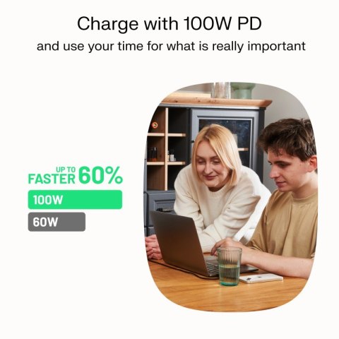 Green Cell Kabel USB-C-USB-C PowerFlex 100W silikonowy 0.3m biały