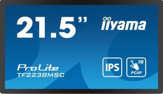 IIYAMA Monitor wielkoformatowy 23.8 cala TF2438MSC-B1 IPS,FHD,DP,HDMI,2x2W,2xUSB,600(cd/m2), 10pkt.7H,IP1X(Front),Pion/Poziom