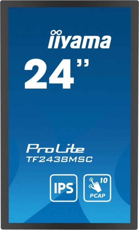 IIYAMA Monitor wielkoformatowy 23.8 cala TF2438MSC-B1 IPS,FHD,DP,HDMI,2x2W,2xUSB,600(cd/m2), 10pkt.7H,IP1X(Front),Pion/Poziom