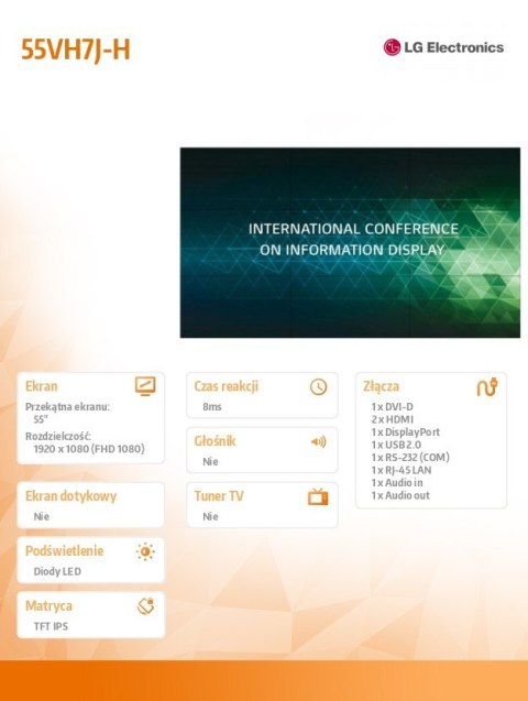 LG Electronics Monitor wielkoformatowy 55VH7J-H 55 cali FHD 700cd/m2 IPS 24/7