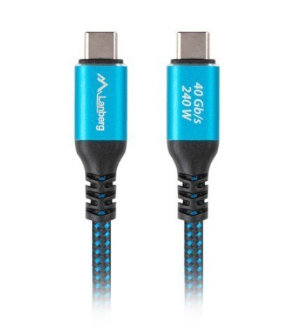 Lanberg Kabel USB-C M/M USB4 1.5M 240W 60HZ czarno-niebieski