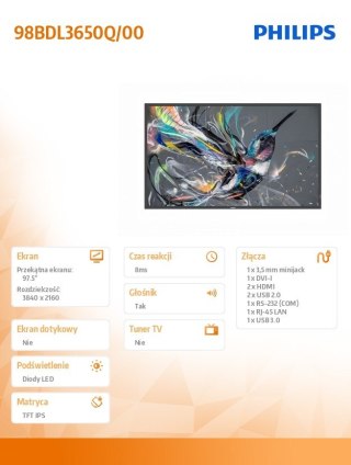 Philips Monitor 98BDL3650Q 98 cali Public Display