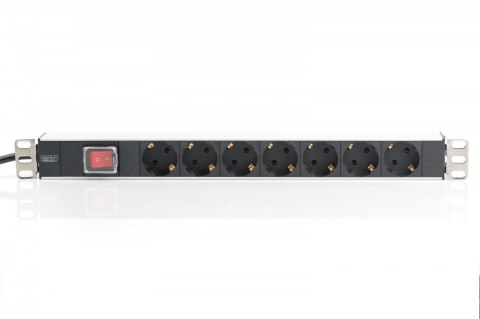 Digitus Listwa zasilająca PDU 19 cali RACK 7xSchuko, 2m 1xSchuko, 16A, wł./wył., aluminiowa