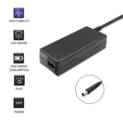 Qoltec Zasilacz do Dell 65W | 19.5V | 3.34A | 7.4*5.0+pin
