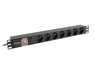 Lanberg Listwa zasilająca Rack PDU 19" 1U 10A 7X 230V PL 2m czarna C14
