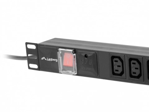 Lanberg Listwa zasilająca Rack PDU 19 cali 1U 10A 10X IEC C13 2m C14 czarna