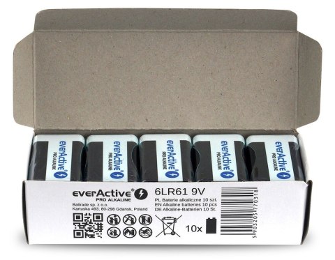 EverActive Bateria alkaliczna R9/6LR61 9V PRO ALKALINE, Opakowanie 10 szt.