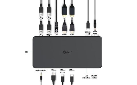 I-tec Stacja dokująca USB 3.0 / USB-C / Thunderbolt 3 Professional Dual 4K Display Docking Station Generation 2 + Power Delivery 100W