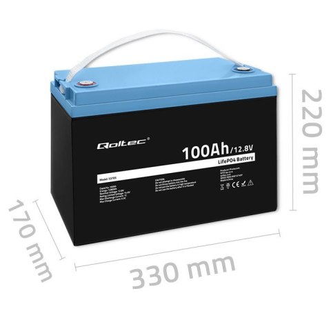 Qoltec Akumulator LiFePO4 Litowo-Żelazowo-Fosforanowy | 12.8V " 100Ah | 1280Wh | BMS