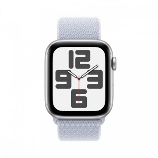 Apple Watch SE GPS + Cellular, koperta 44 mm z aluminium w kolorze srebrnym z opaską sportową w kolorze błękitnego obłoku