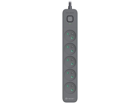 Tracer Listwa zasilająca antyprzepięciowa Power Line+ 5m Graphite (5 gniazd)