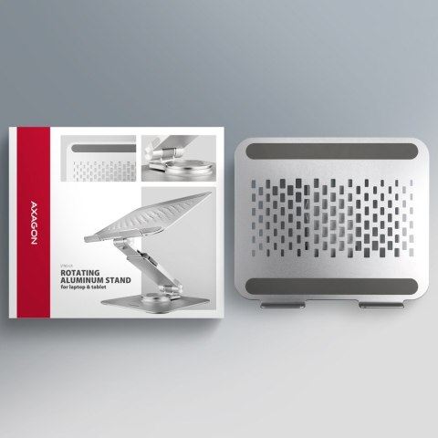 AXAGON STND-LR Podstawa do laptopów aluminiowa 10-17.3 cala regulowane kąty nachylenia, obrót o 360 stopni, Szara